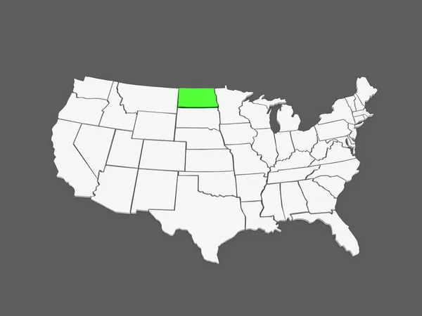 ノースダコタの 3次元地図。アメリカ合衆国. — ストック写真