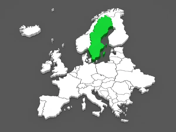 Peta Eropa dan Swedia . — Stok Foto