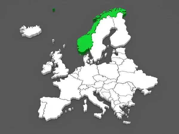 Карта Європи та Норвегії. — стокове фото