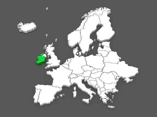 Karte von Europa und Irland. — Stockfoto