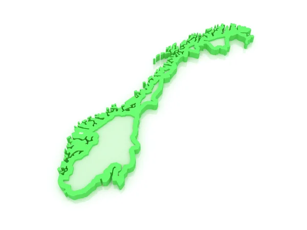 Tredimensionell karta över Norge. — Stockfoto