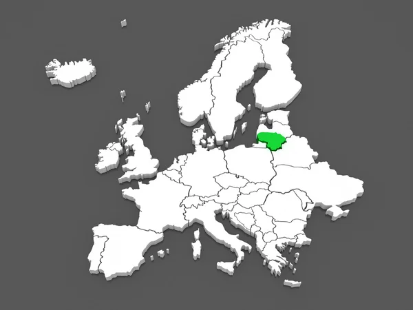 Mapa Evropy a Litva. — Stock fotografie