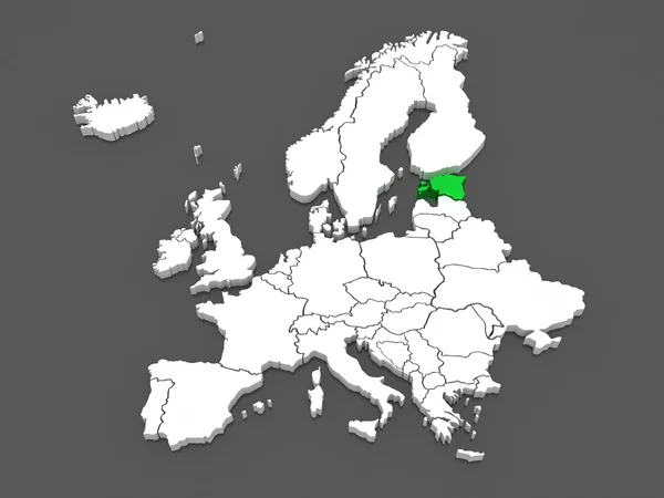 ヨーロッパ地図とエストニア. — Stock fotografie