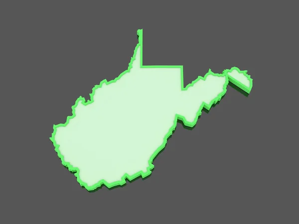 Trojrozměrná mapa Západní Virginie. Spojené státy americké. — Stock fotografie
