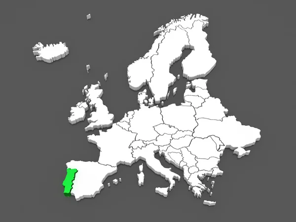 Karte von Europa und Portugal. — Stockfoto