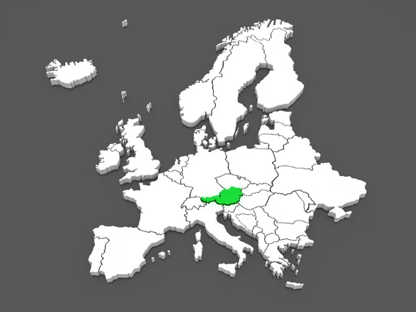 Karta över Europa och Österrike. — Stockfoto