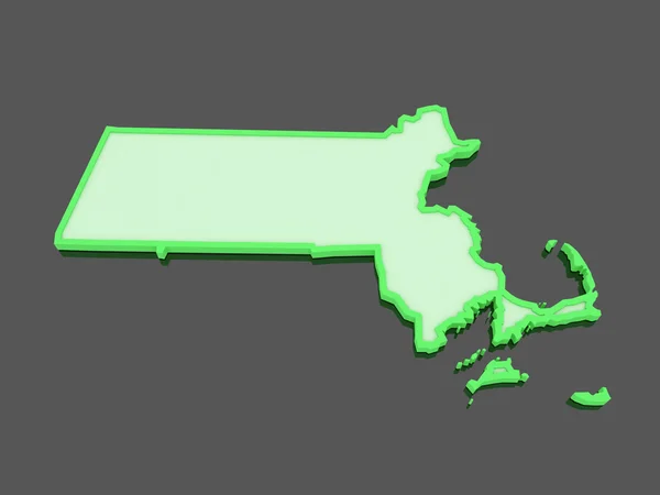 美国马萨诸塞州的三维地图。美国. — 图库照片
