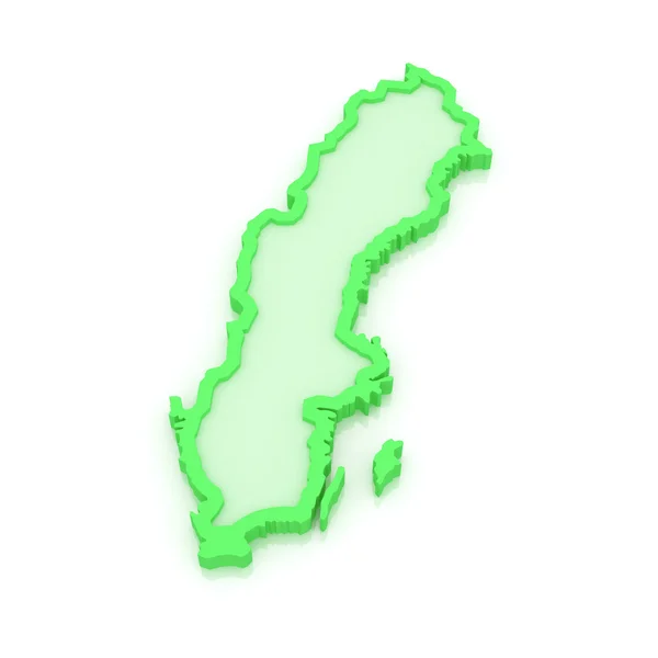 Three-dimensional map of Sweden. — Stock Photo, Image
