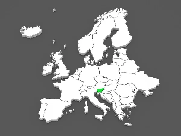 Mapa Evropy a Slovinsko. — Stock fotografie