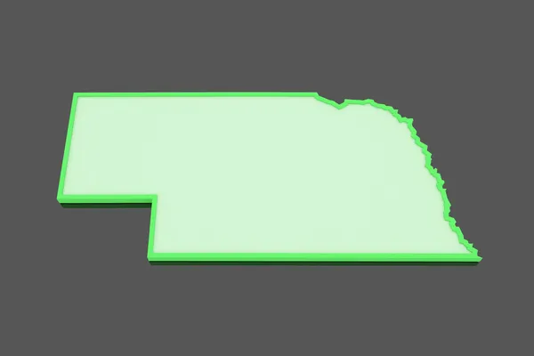 Trójwymiarowa mapa nebraska. Stany Zjednoczone Ameryki. — Zdjęcie stockowe