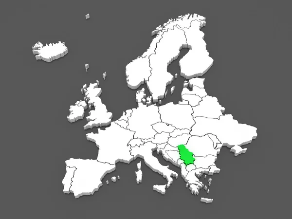 Map of Europe and Serbia. — Stock Photo, Image