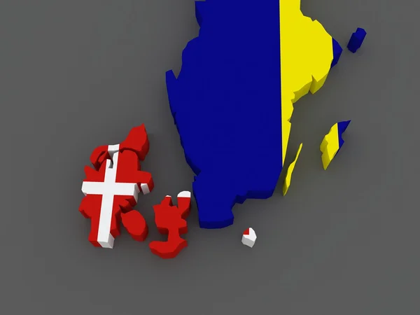 Denemarken en Zweden. kaart. — Stockfoto