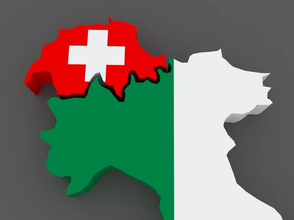 Швейцарією та Італією. Карта. — стокове фото