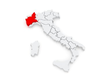 piedmont Haritası. İtalya.