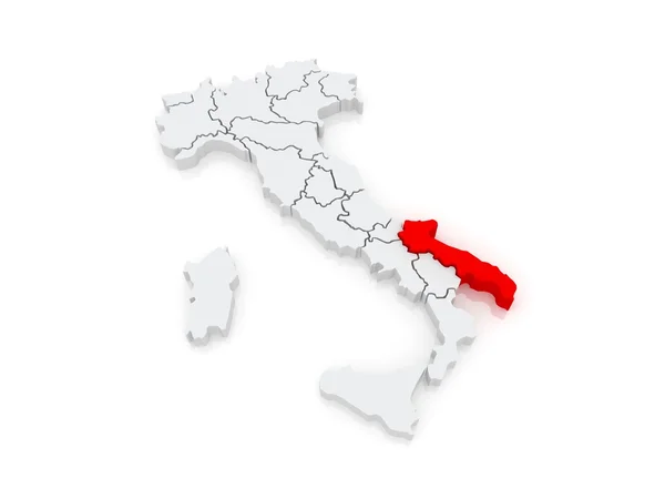 Mappa della Puglia. Italia . — Foto Stock