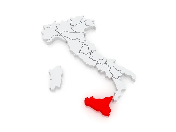 Mappa della Sicilia. Italia . — Foto Stock