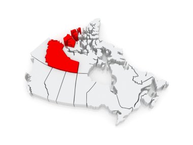 Kuzeybatı Toprakları Haritası. Kanada.