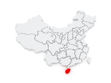 hainan Haritası. Çin.