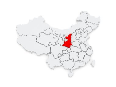 shaanxi Haritası. Çin.