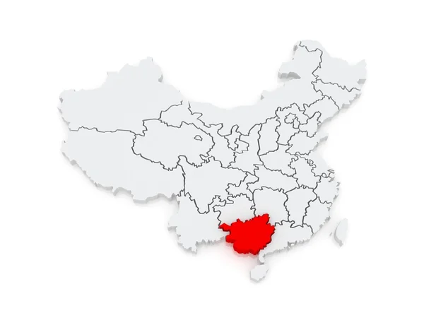 Karta över autonoma regionen guangxi zhuang. Kina. — Stockfoto