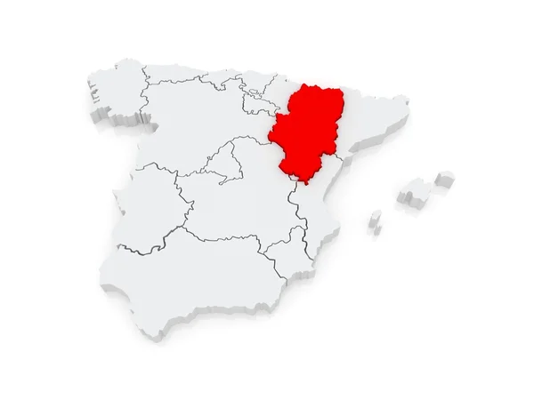 Karta över Aragonien. Spanien. — Stockfoto