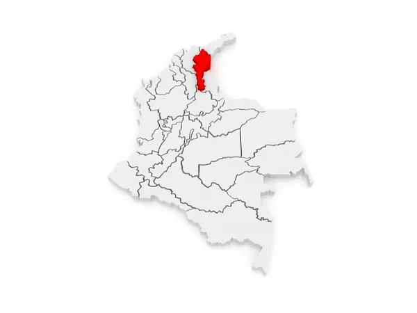 Mapa de Cesar. Colombia . — Foto de Stock