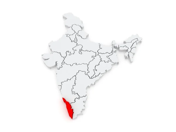 Mapa kerala. Indie. — Stock fotografie