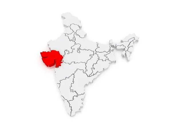 Mapa stanu gujarat. Indie. — Zdjęcie stockowe