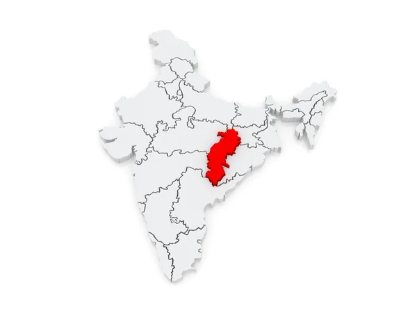 Chhattisgarh Haritası. Hindistan. — Stok fotoğraf
