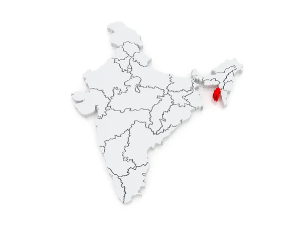 特里普拉邦的地图。印度. — 图库照片