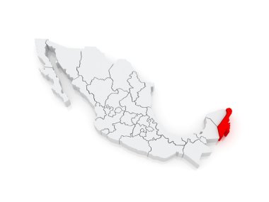 quintana roo Haritası. Meksika.