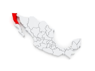 baja california Haritası. Meksika.