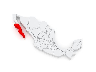baja california Haritası. Meksika.