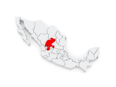 zacatecas Haritası. Meksika.