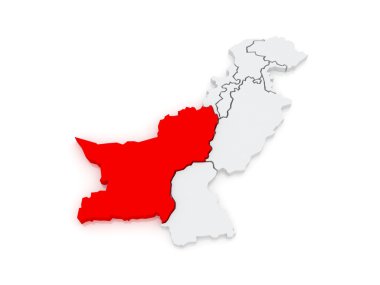 Belucistan Haritası. Pakistan.