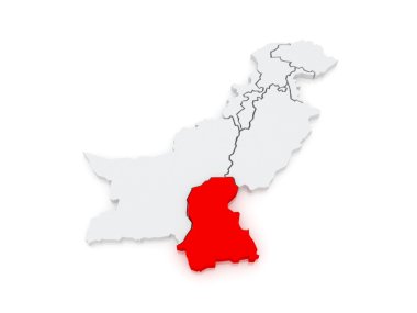 sindh Haritası. Pakistan.