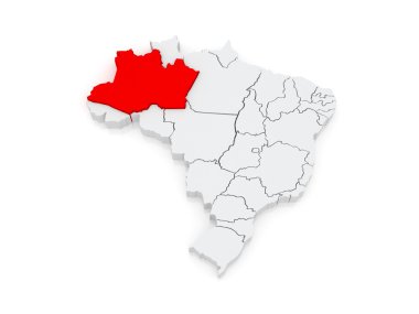amazonas Haritası. Brezilya.