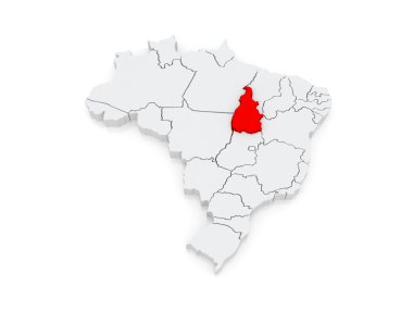 tocantins Haritası. Brezilya.