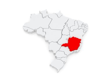 minas gerais Haritası. Brezilya.
