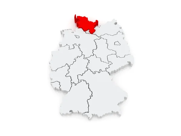 シュレースヴィヒ ＝ ホルシュタイン州の地図。ドイツ. — ストック写真