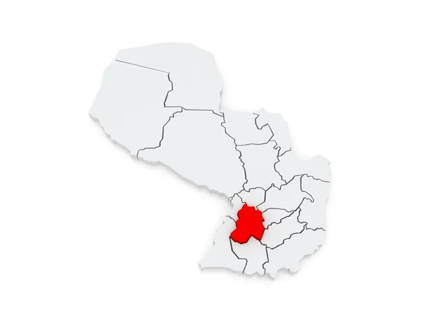 Landkarte von Paraguari. Paraguay. — Stockfoto