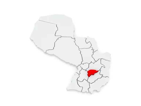 Guaira의 지도입니다. 파라과이. — 스톡 사진