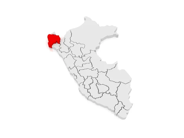 Mapa piura. Peru. — Stock fotografie