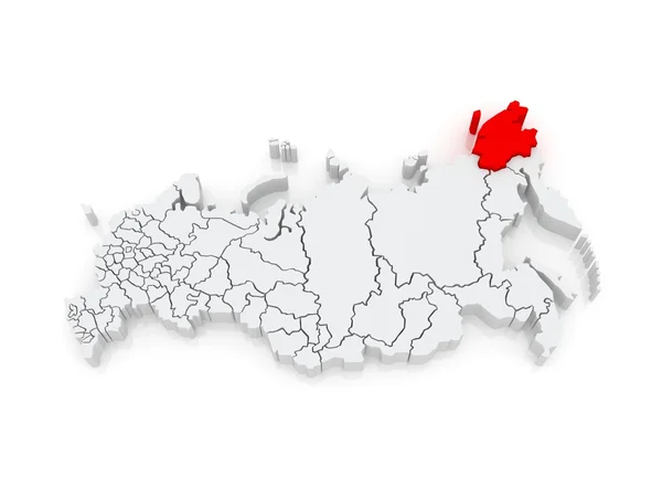 俄罗斯联邦的地图。楚科奇自治区. — 图库照片