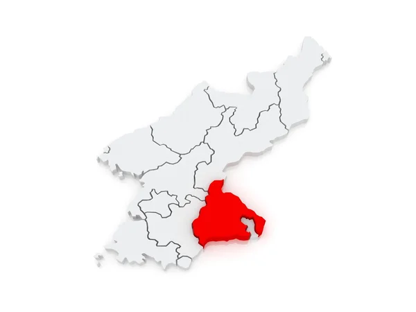 Map of Gangwon. North Korea. — Stock Photo, Image