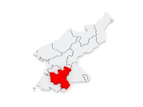 Mapa hwanghae. Severní korea. — Stock fotografie