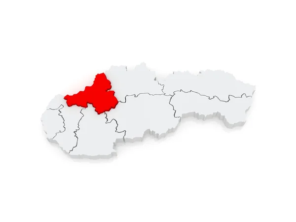 Trencin 地区的地图。斯洛伐克. — 图库照片