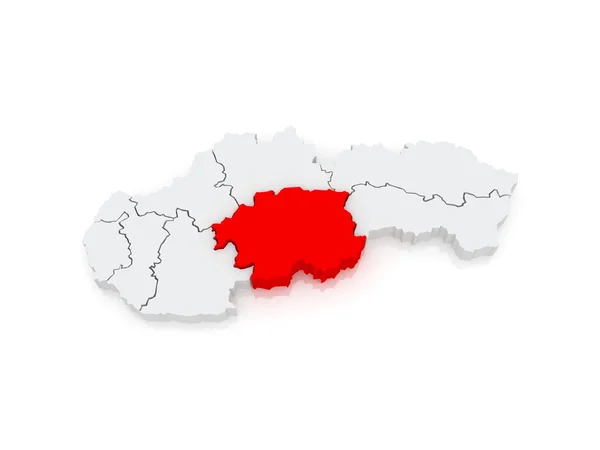 Mapa regionu Bańskiej Bystrzycy. Słowacja. — Zdjęcie stockowe