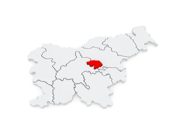 Zasavsky bölge (zasavska regia) haritası. Slovenya. — Stok fotoğraf