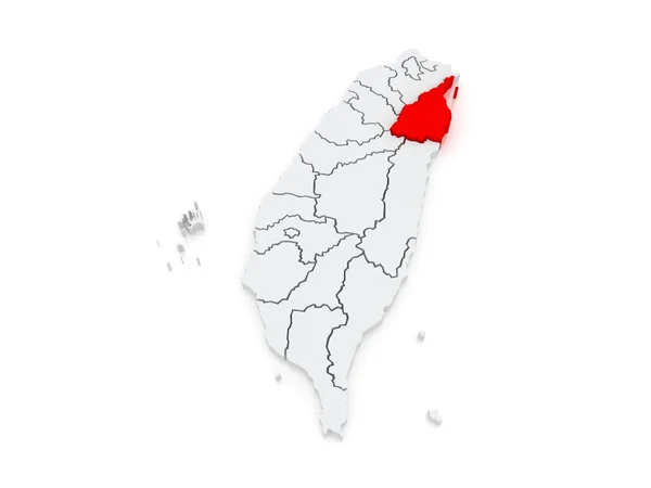 Mapa powiatu yilan. Tajwan. — Zdjęcie stockowe